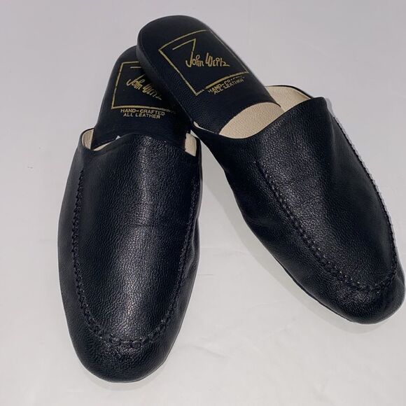 John Weitz Hand Crafted All Leather Men’s Black Slipper Size 14 main image 6